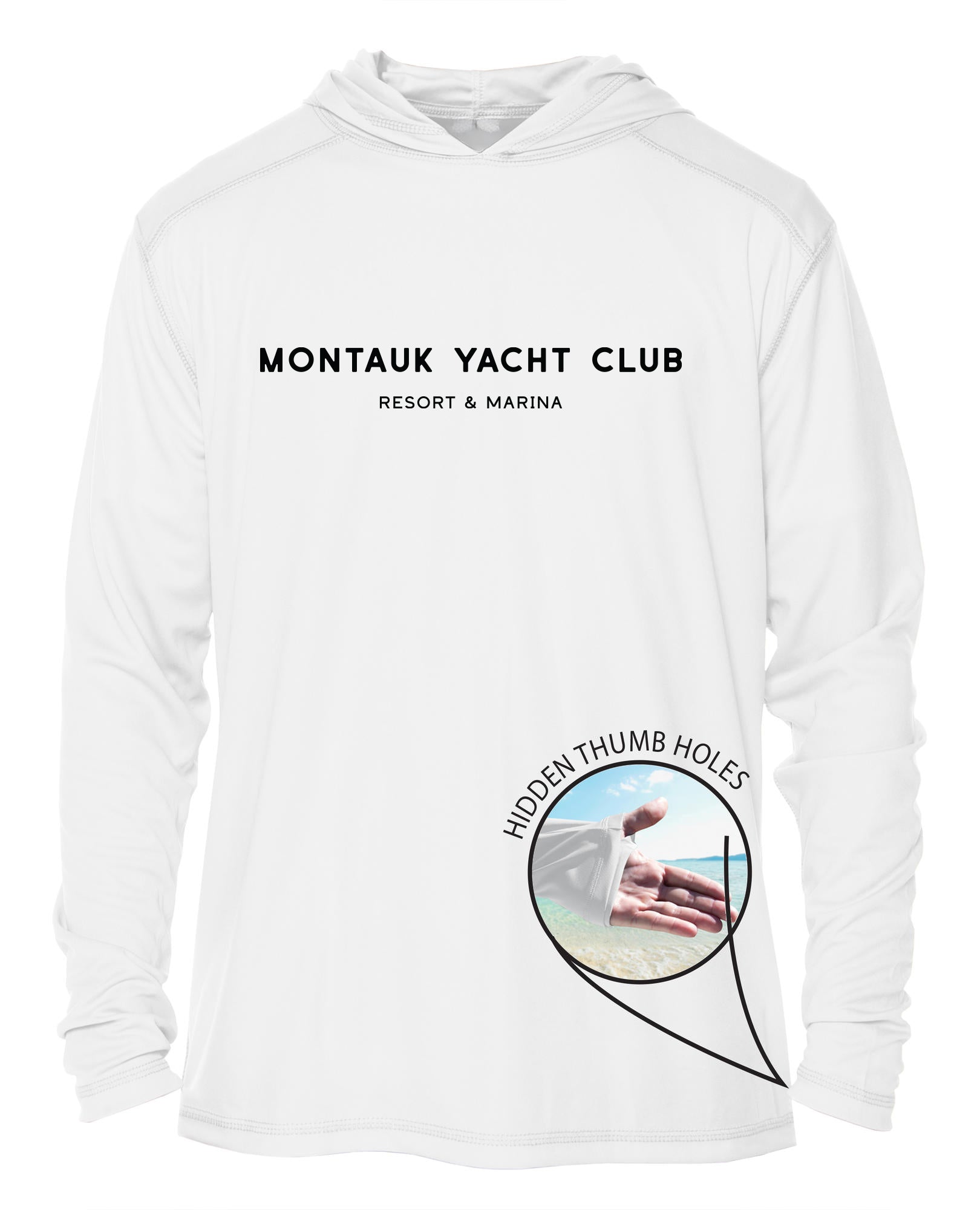 Montauk Yacht Club UPF 15+ MEN'S SOLAR RECYCLED HOODIE WITH THUMBHOLES