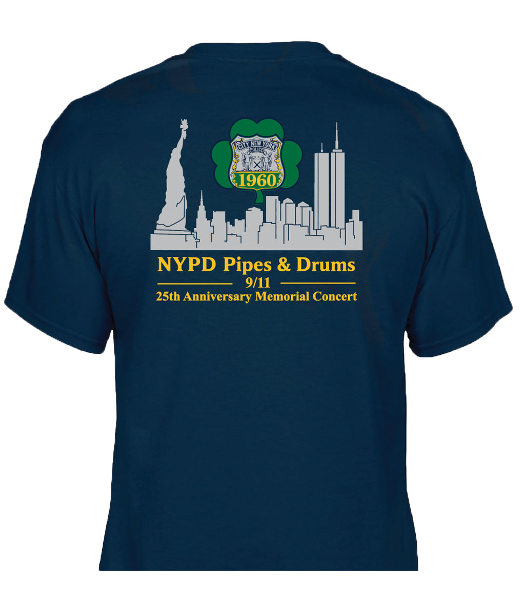 NYPD PIPES AND DRUMS 911 MEMORIAL CONCERT NAVY T-SHIRT
