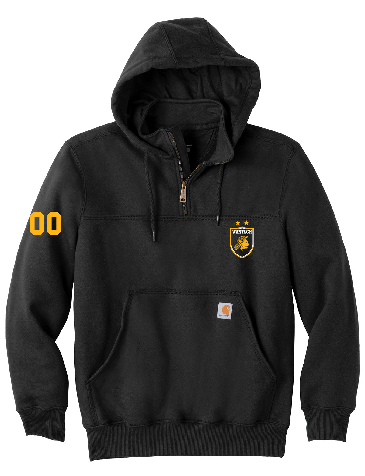 Wantagh Varsity Football Embroidered Heavyweight Hooded Zip Mock Sweatshirt