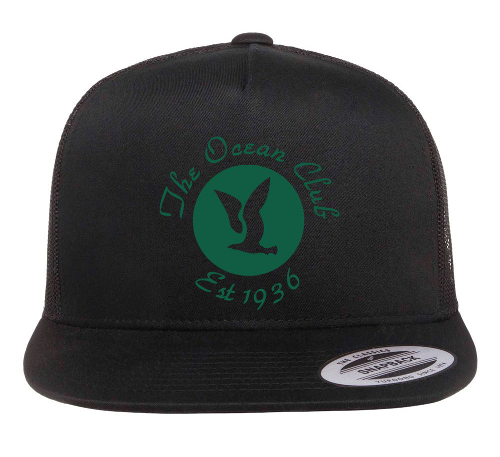 The Ocean Club EMBROIDERED Classic Five Panel Trucker Cap