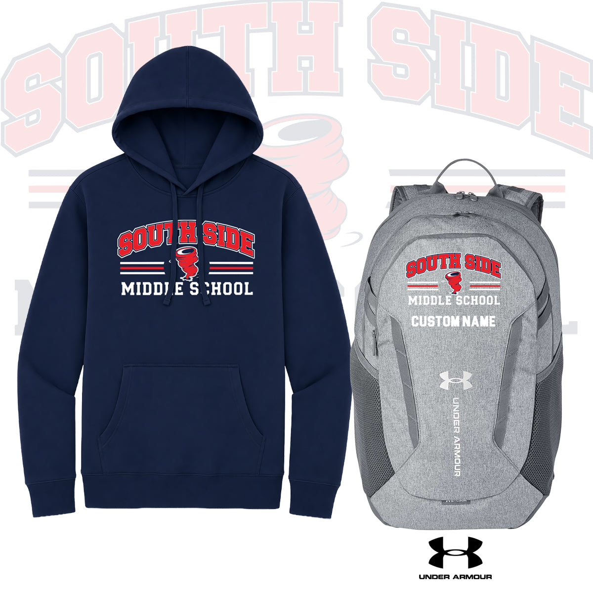 South Side Middle School Hoodie and UNDER AMOUR BackPack Combo
