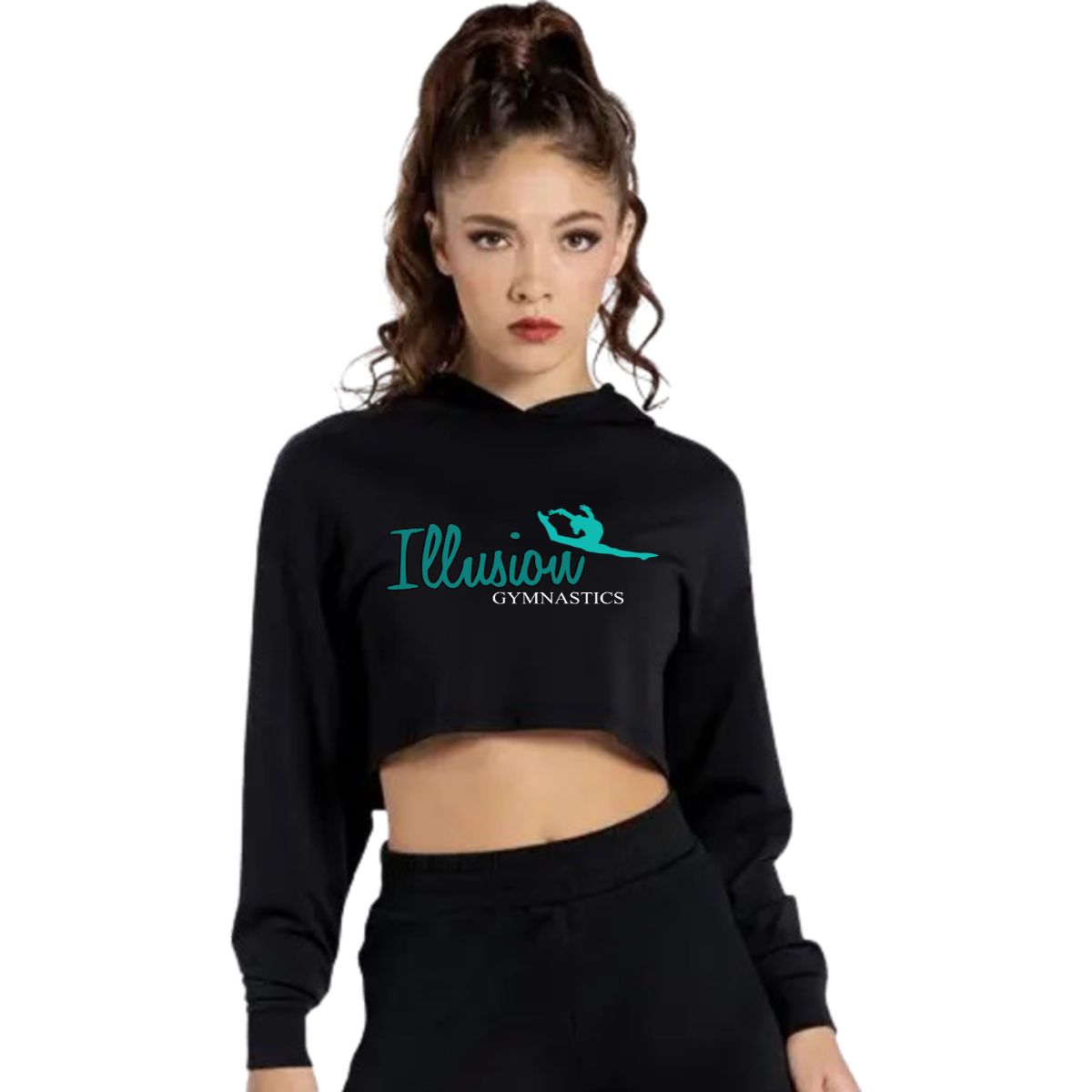 Illusion Gymnastics Long Sleeve Cropped Hoodie