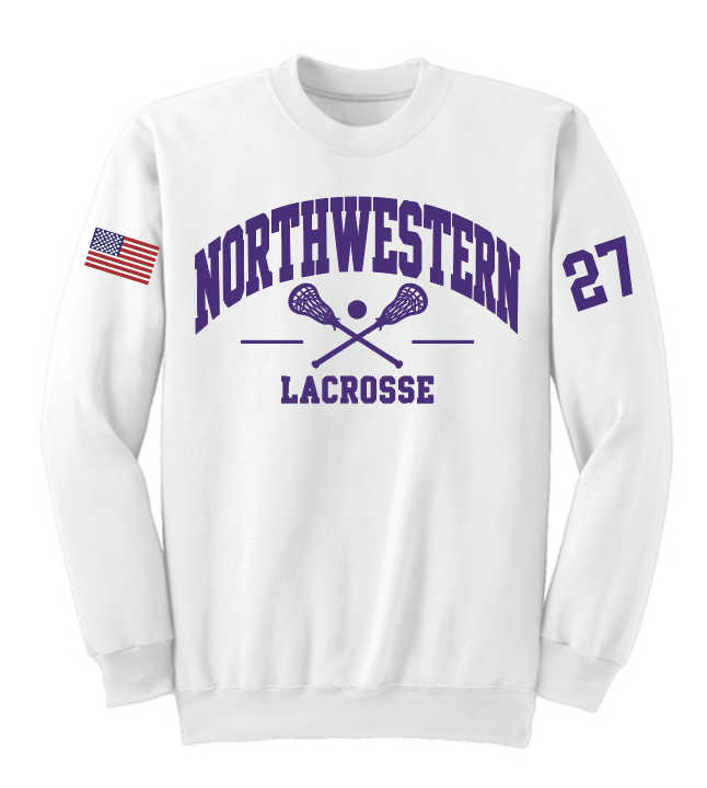 NORTHWESTERN LACROSSE BUOY4 CREWNECK