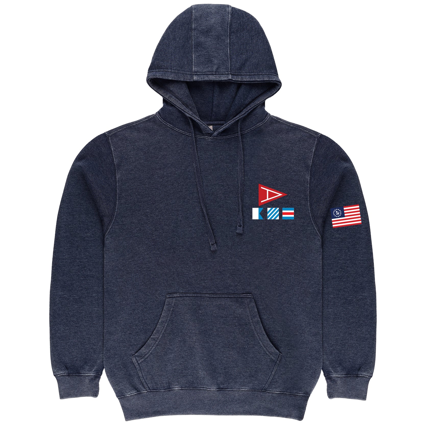 Amityville Yacht Club Flag Embroidered Burnout Vintage Hoodie