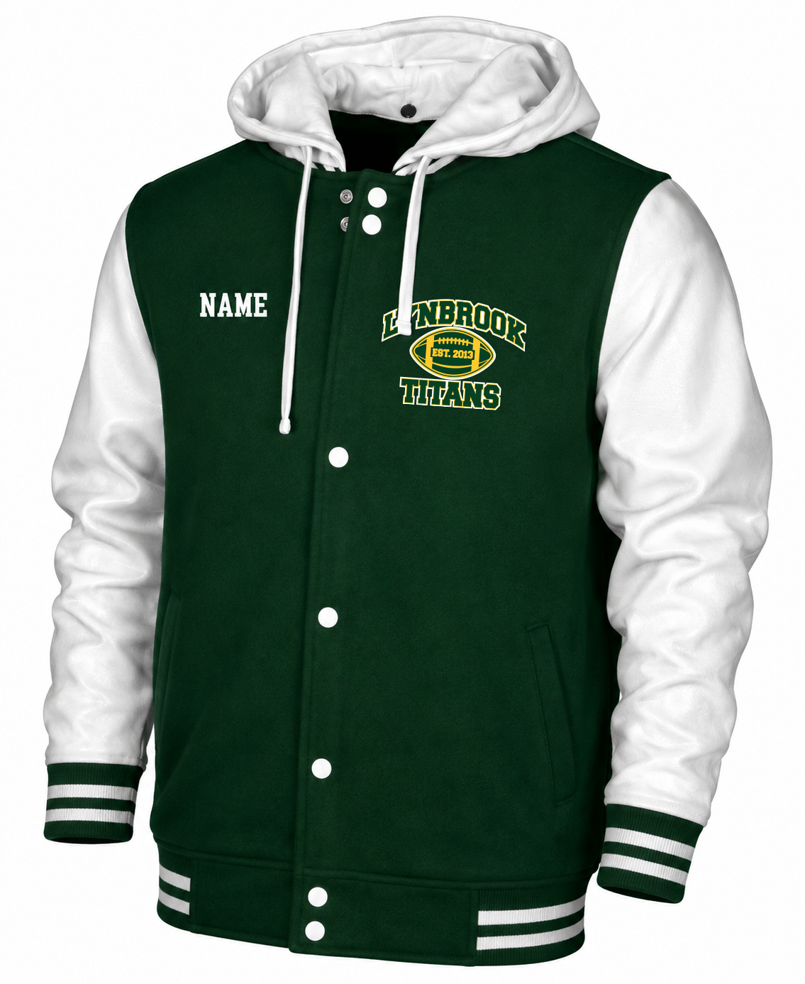 LYNBROOK TITANS FOOTBALL AND CHEER Printed and Embroidered Letterman Varsity Jacket