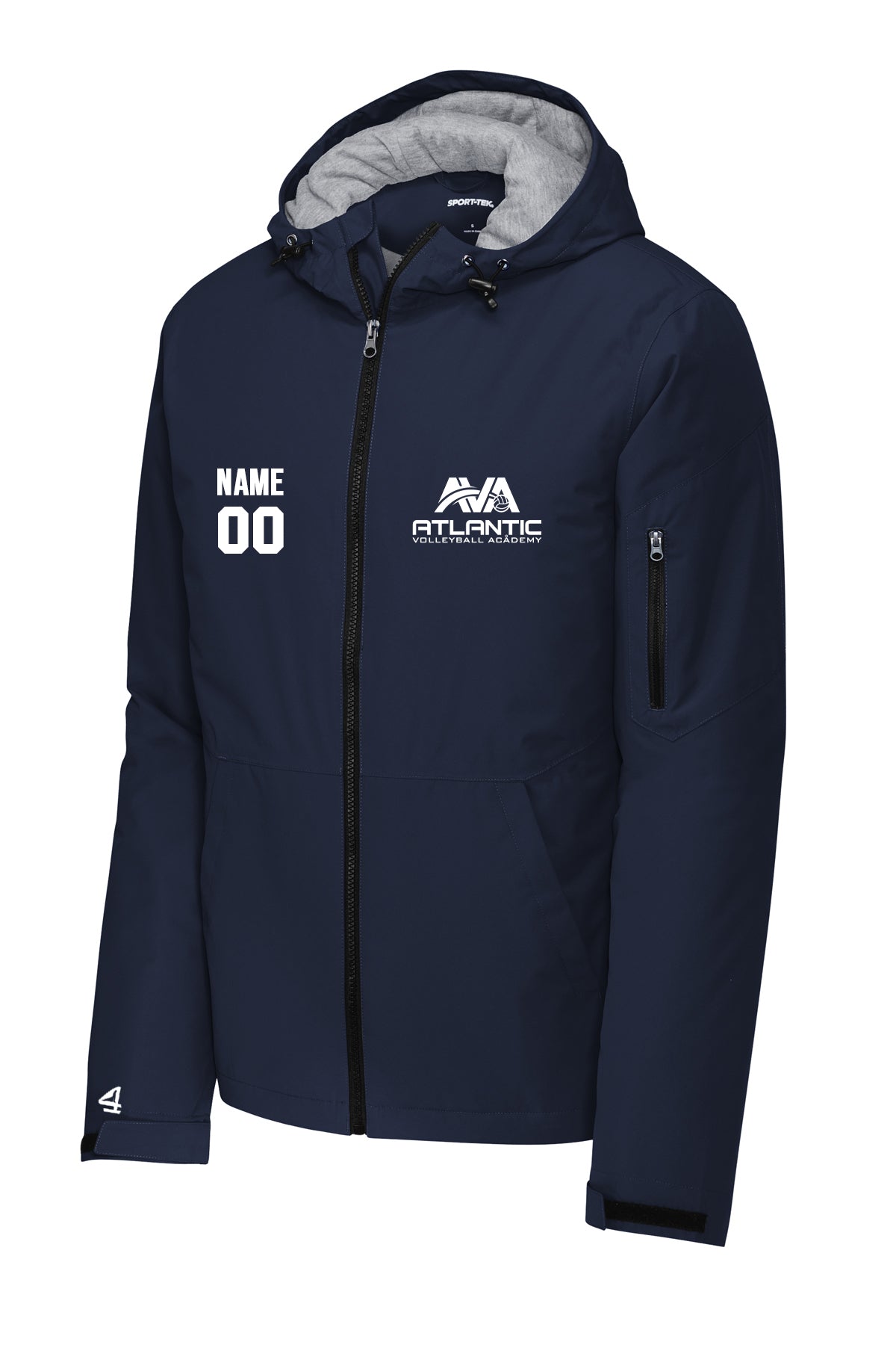 Navy Atlantic Volleyball Academy jacket with personalized name and number