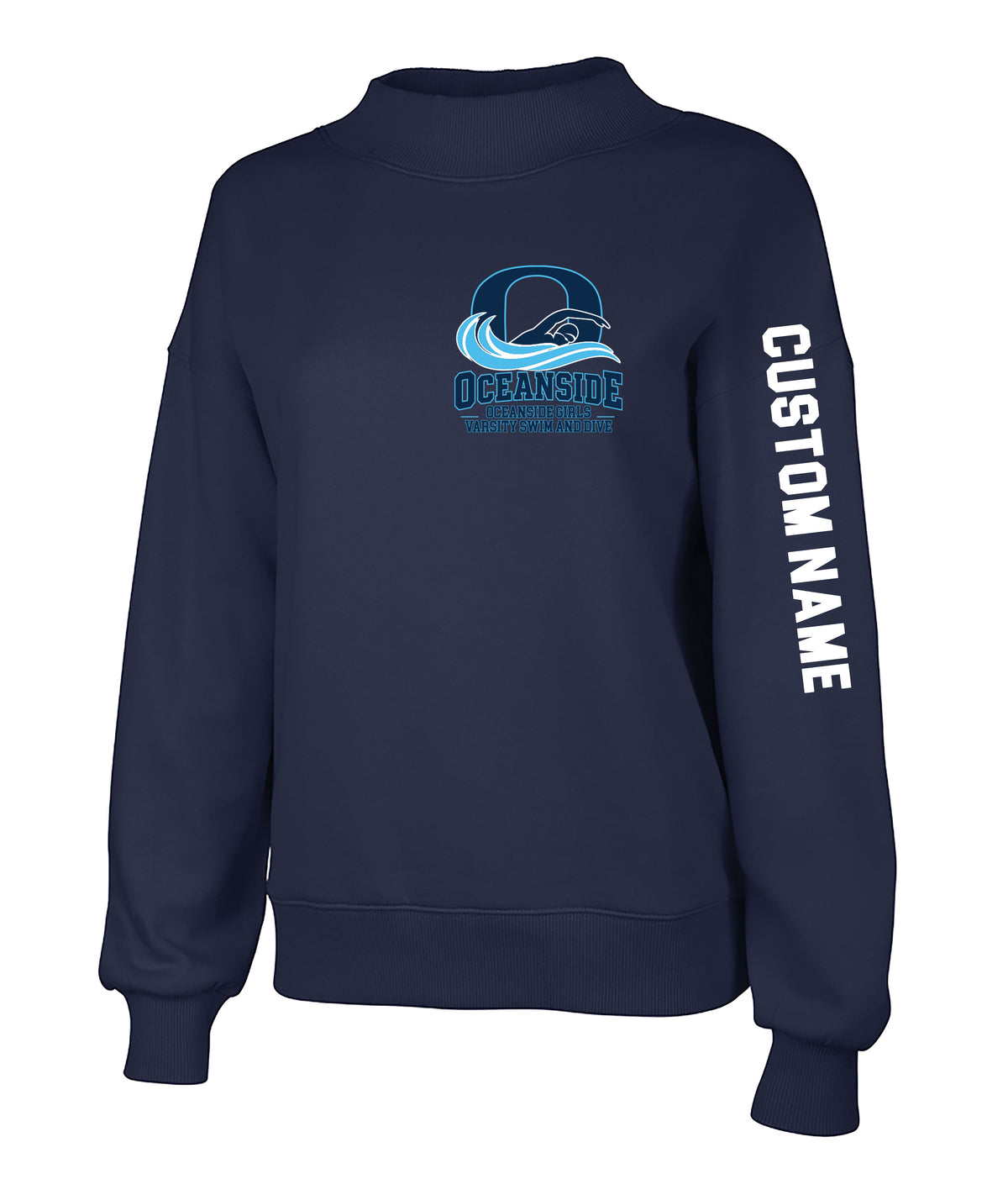OCEANSIDE GIRLS VARSITY SWIM AND DIVE Charles River Mock Neck Sweatshirt 5726