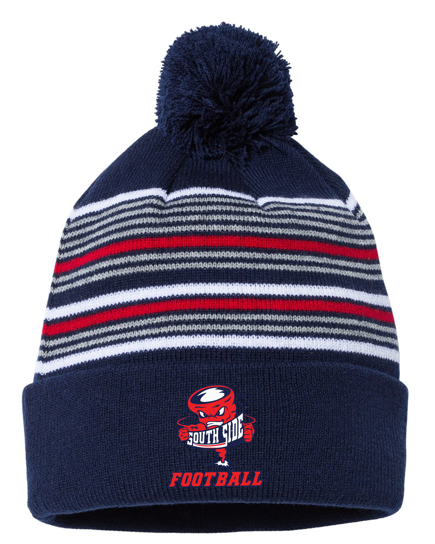 South Side High School Football Team 100 Pom Pom Beanie