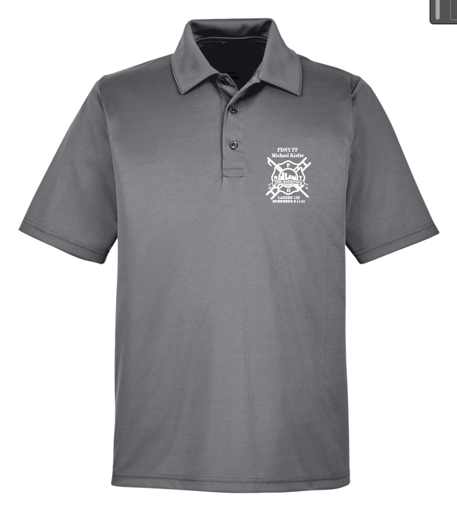 FDNY MICHAEL KIEFER 25 ANNIVERSARY EMBROIDERED PEROFRMANCE POLO