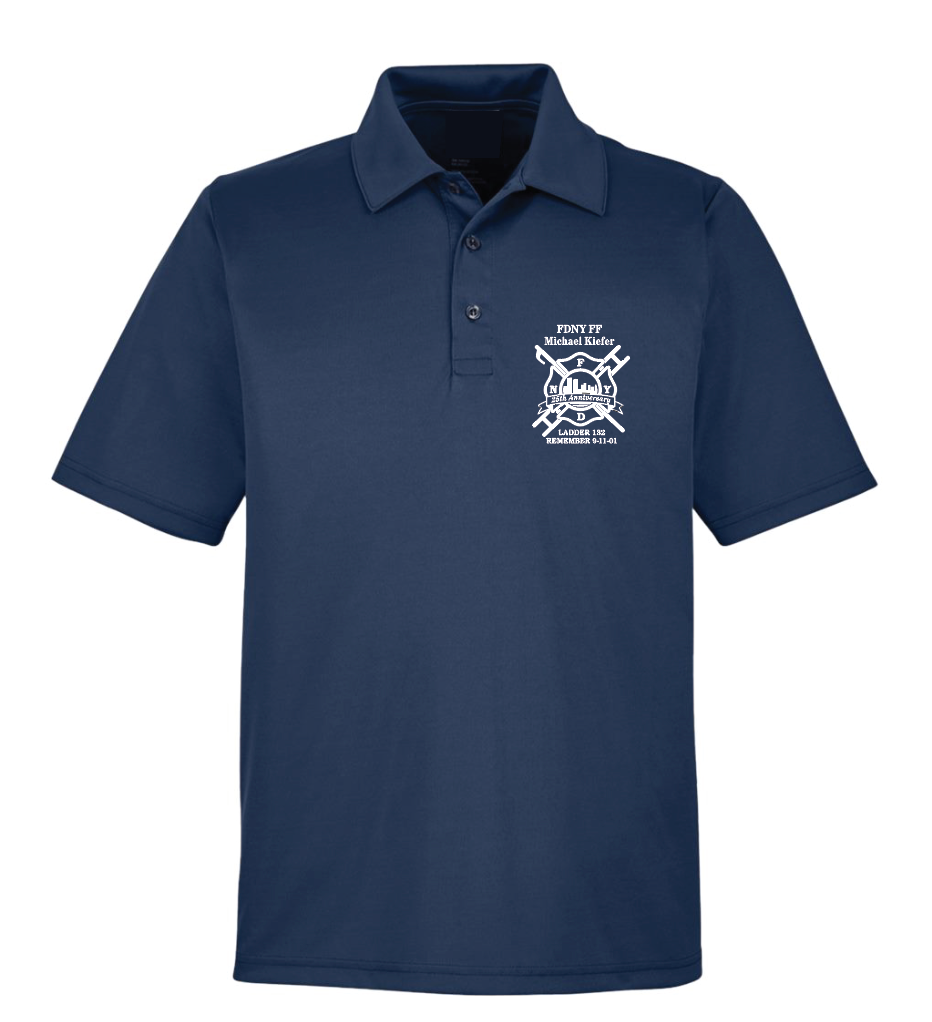 FDNY MICHAEL KIEFER 25 ANNIVERSARY EMBROIDERED PEROFRMANCE POLO