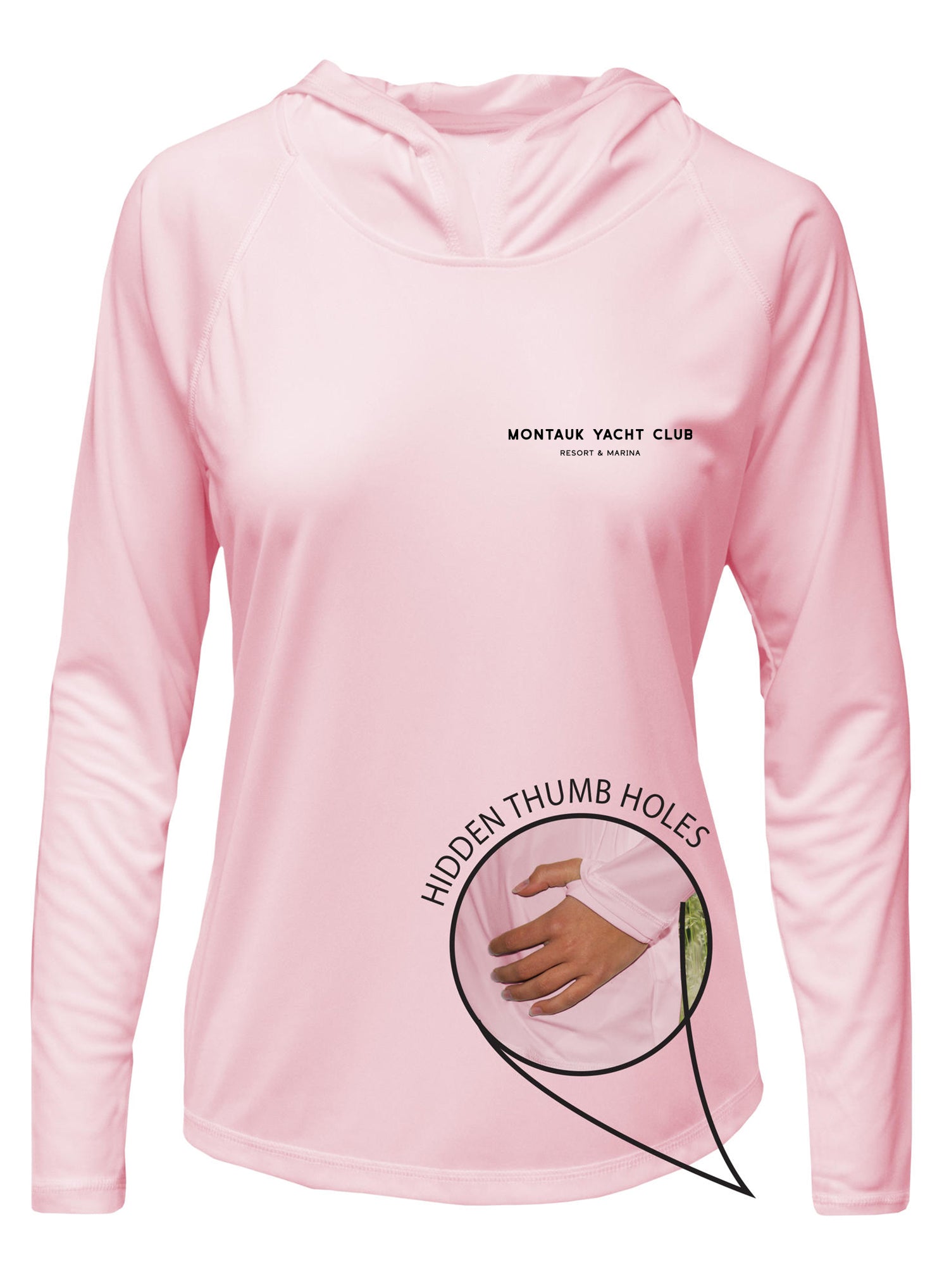 Montauk Yacht Club  UPF 15+ WOMEN'S SOLAR HOODIE WITH THUMBHOLES