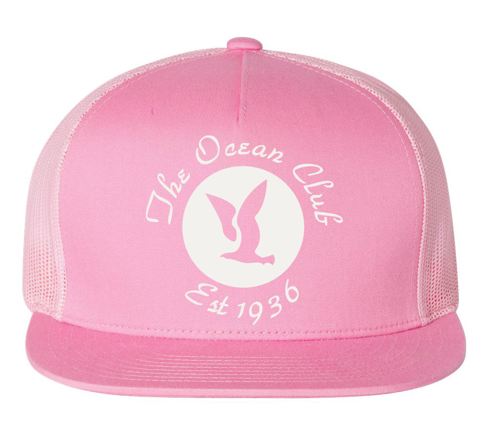 The Ocean Club EMBROIDERED Classic Five Panel Trucker Cap