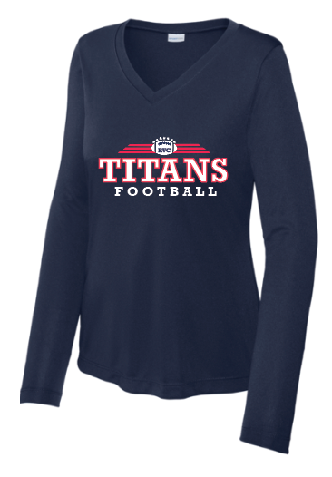 Titans Football Womens V-neck Long Sleeve shirt
