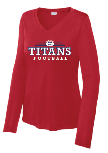 Titans Football Womens V-neck Long Sleeve shirt