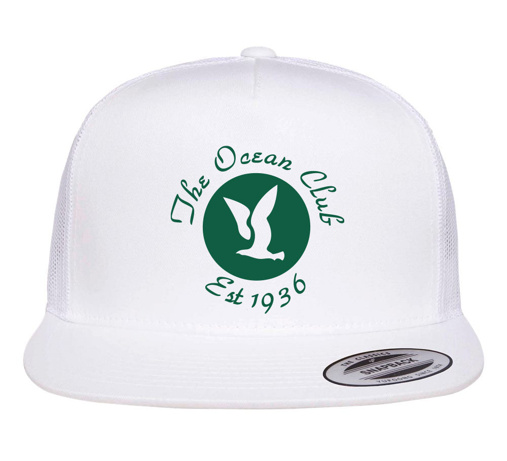 The Ocean Club EMBROIDERED Classic Five Panel Trucker Cap