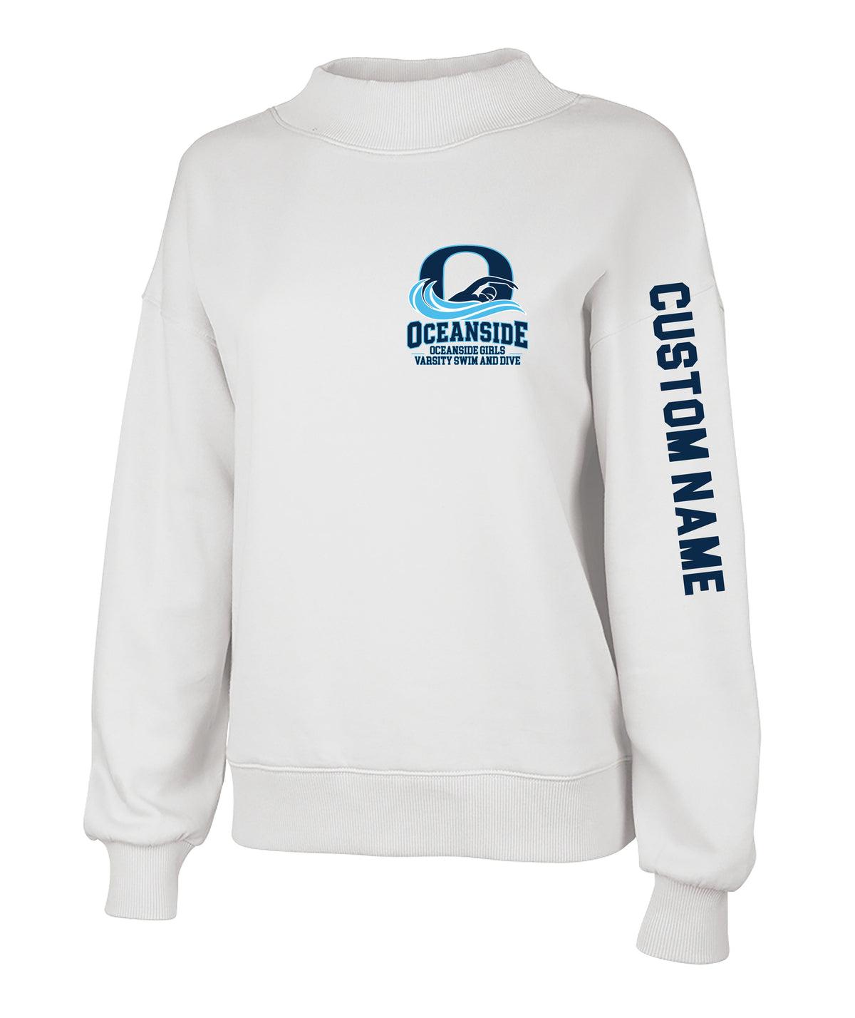 OCEANSIDE GIRLS VARSITY SWIM AND DIVE Charles River Mock Neck Sweatshirt 5726