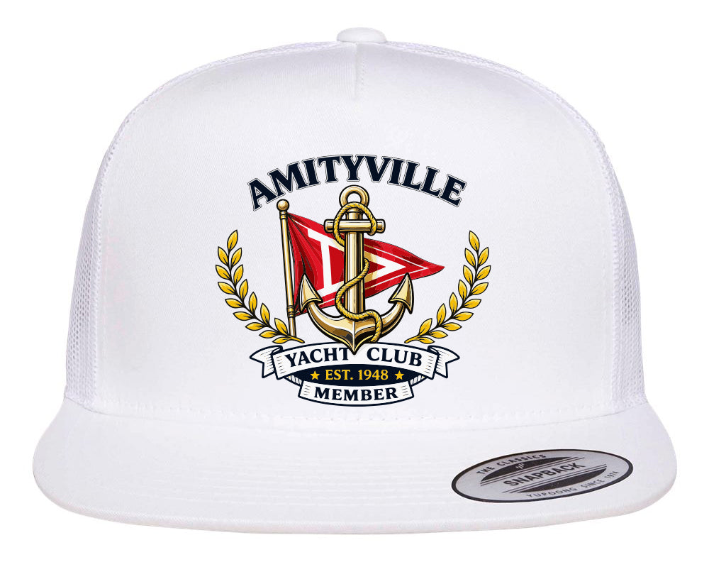 Amityville Yacht Club Printed Trucker Cap